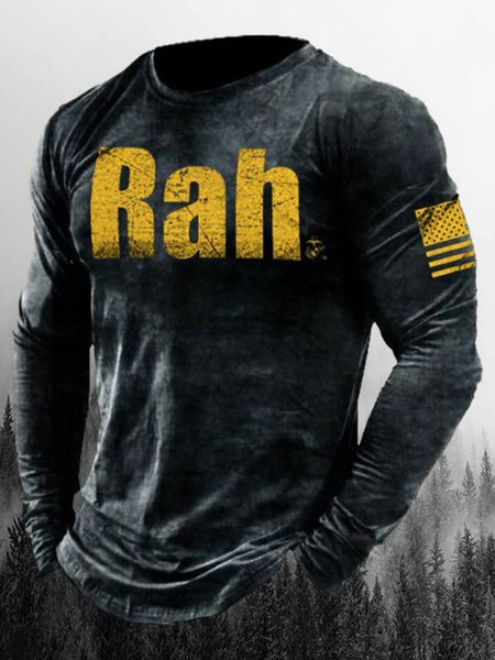 

Men's Letter Pattern Casual Long Sleeve Tee, T-shirt