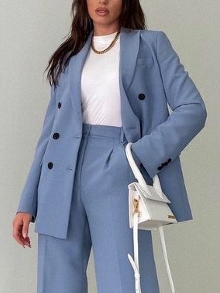 

Flat Collar Regular fit Blazer, Blue, Blazers