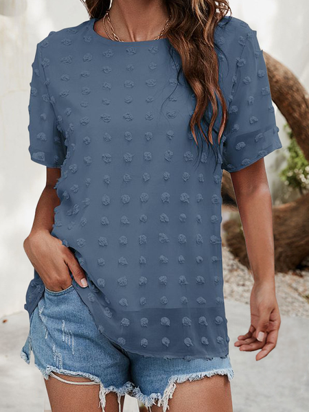 

Casual Crew Neck Tops, Blue, Tops