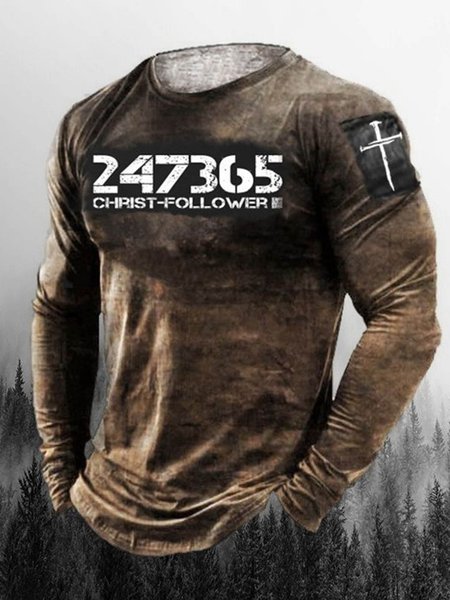 

Men's Casual Retro Long-sleeved Tee, T-shirt