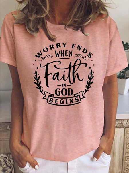 

Faith Round Neck Short Sleeve T-shirt, Pink, T-shirts
