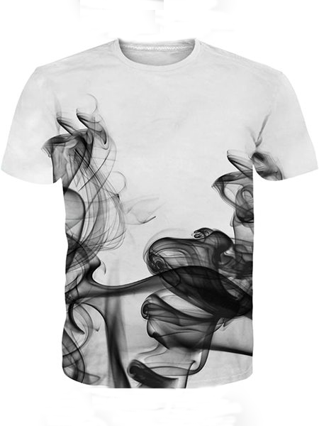 

3D Digital Abstract Painting Print Street Fashion Men's Sports Short-sleeved T-shirt, T-shirt