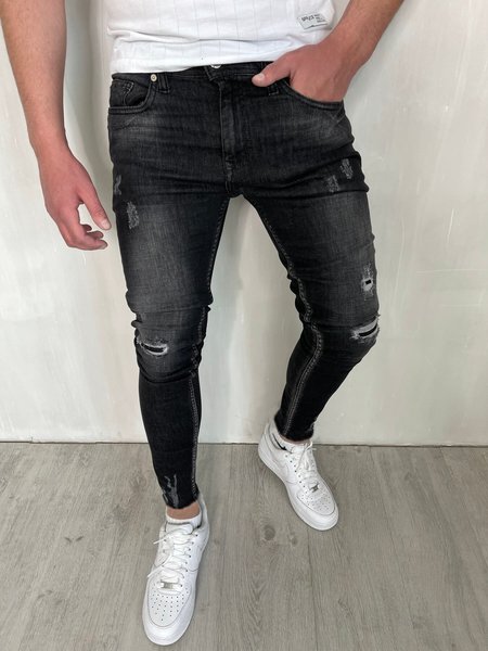 

Men's Slim-Fit Distressed Jeans, Black, Pants