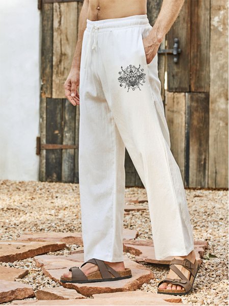 

Insects letters lie Fallow Based linen Shorts, White, Men's pants