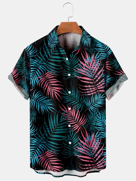 

Vacation Leisure Plant Elements Coconut Tree Pattern Hawaiian Style Printed Shirt Top, As picture, Shirts ＆ Blouse