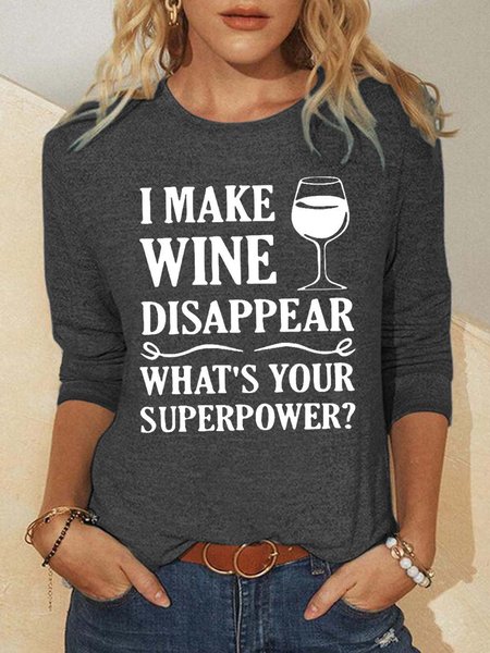 

Funny Wine Long Sleeve Women's Sweatshirts, Deep gray, Hoodies&Sweatshirts