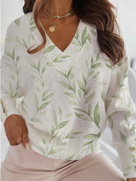

Loosen Cotton Blends Casual Shirts & Tops, White, Tops