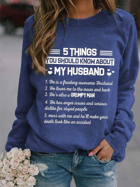 

Loosen Letter Casual Round Neck Sweatshirt, Blue, Sweatshirts & Hoodies
