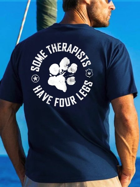 

Fun Therapist Print Round Neck Short Sleeve T-Shirt, Purplish blue, T-shirts