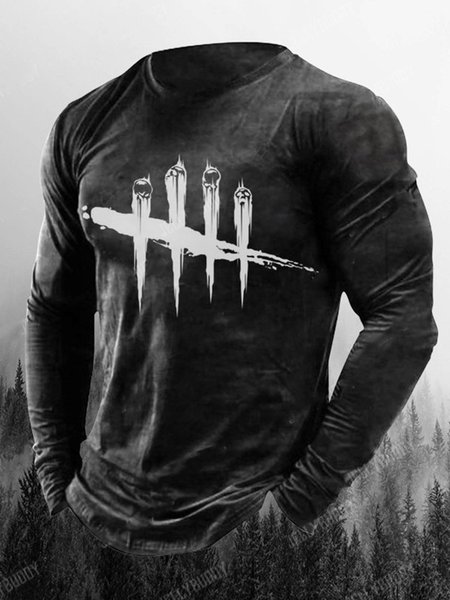 

Men's Skull Pattern Casual Long-sleeved Tee, T-shirt