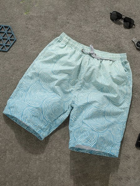 

Men's geometric print casual breathable Hawaiian beach Shorts, Green, Men's shorts
