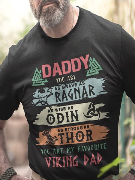

Father is A Wise And Strong letter Culture T-Shirt like Thor, Men's t-shirts