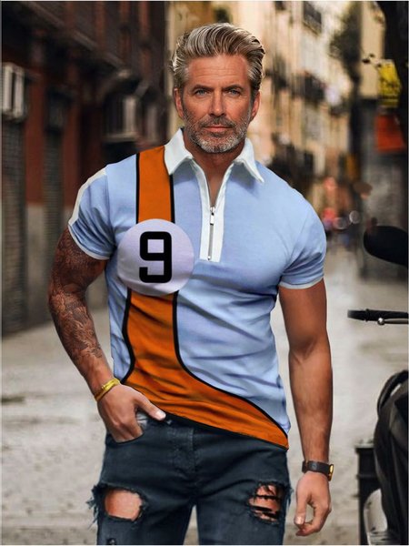 

Men's Contrasting Color Billiard Shirt POLO, As picture, Men's t-shirts
