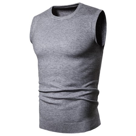 

Men's Plain Warm Sweater Base Vest, Deep gray, Outerwear