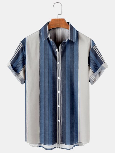 

Holiday Casual Art Elements Colorful Stripes And Geometric Patterns Hawaiian Print Shirt Top, As picture, Men's Floral shirt