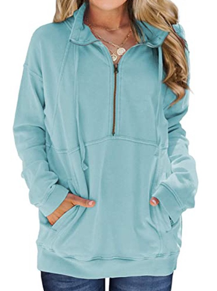 

Casual Pockets Tops, Lightblue, Tops