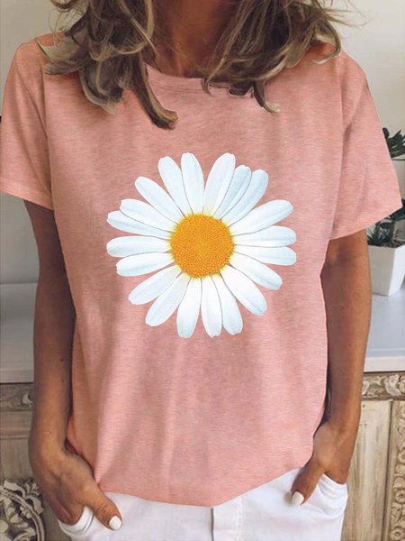 

Cute Daisy Casual Loosen Tops, Pink, T-shirts