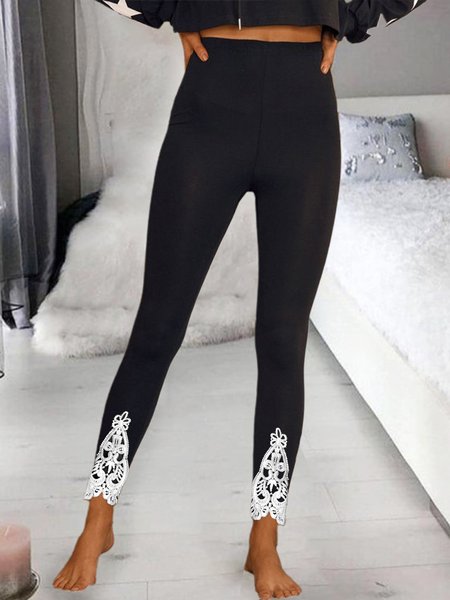 

Cotton Blends skinny plain Leggings, Black, Leggings