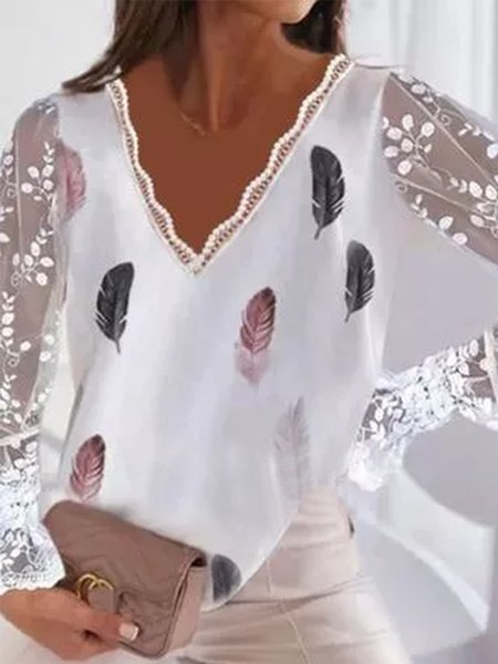 

Ethnic Vacation Crew Neck Loosen Tribal Shirts & Tops, Multicolor, Tops