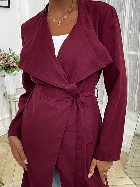 

Regular Fit Vintage Plain Outerwear, Wine red, Coats