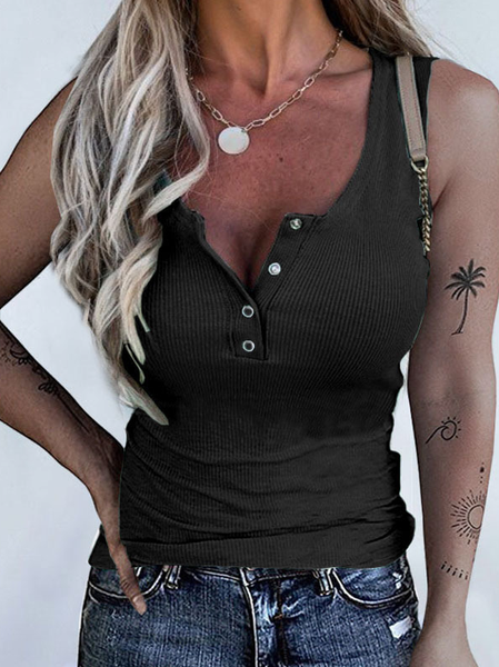Regular Fit Shirts & Tops, Black, Tank Top