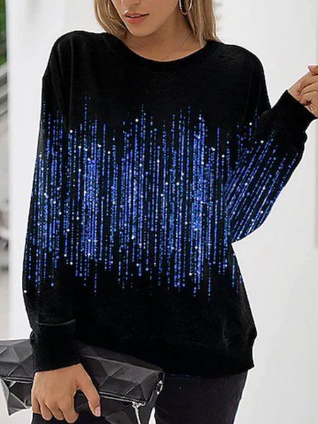 

Vintage Crew Neck Loosen Shirts & Tops, Blue, Tops