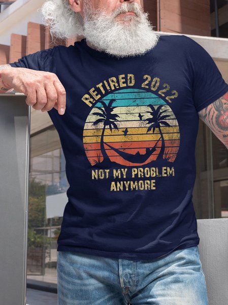 

Retired 2022 round neck short sleeve cotton T-shirt, Purplish blue, T-shirts