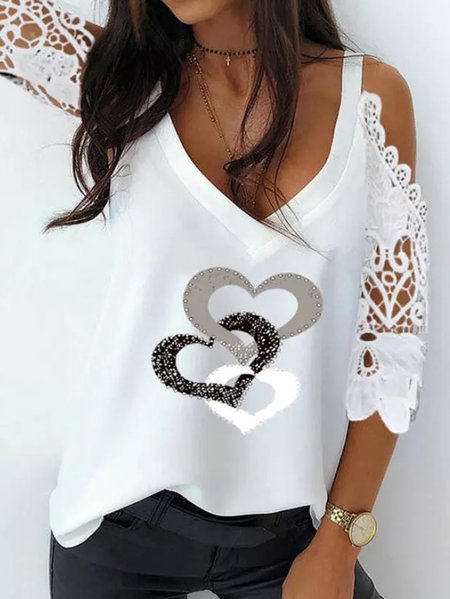 

Casual Regular Fit Guipure Shirts & Tops, White, Tops