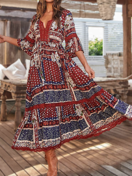 

Plus size Tribal Boho Dresses, Red, Maxi Dresses
