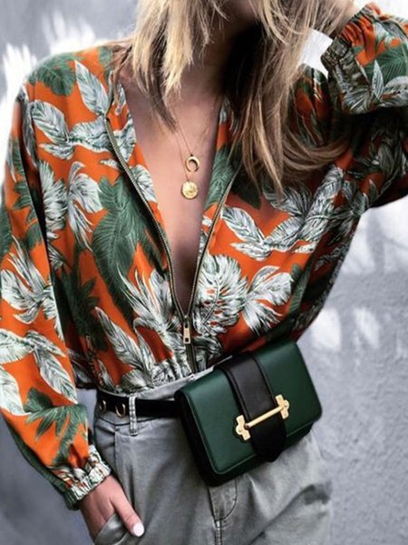 

Daily Regular Fit Floral Casual Top, Green, Tops