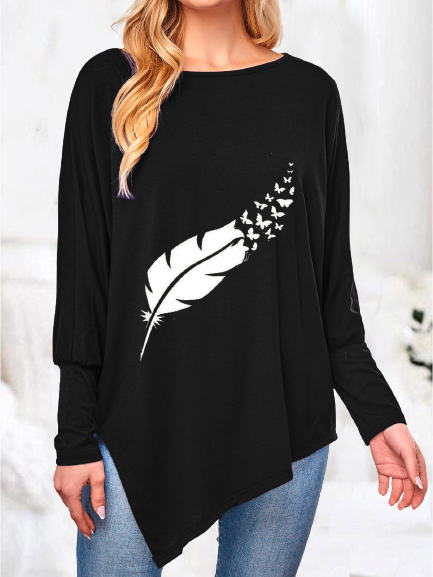 

Feather Casual Cotton Blends Shirts & Tops, Black, T-Shirts