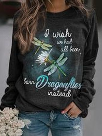 

Insect Print Casual Loose Sweatshirt, Black, Sweatshirts & Hoodies