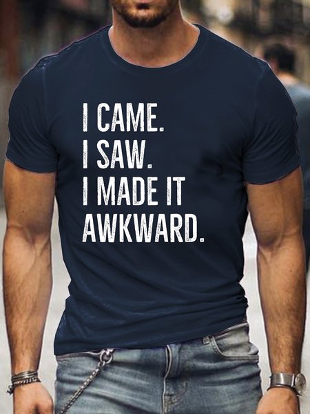 

Funny Print Casual Short Sleeve Short sleeve T-shirt, Purplish blue, T-shirts