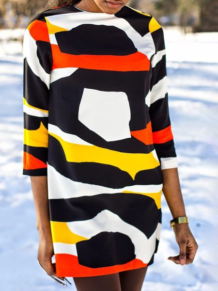 

Daily Painted Crew Neck Elegant Dress, Red, Mini Dresses