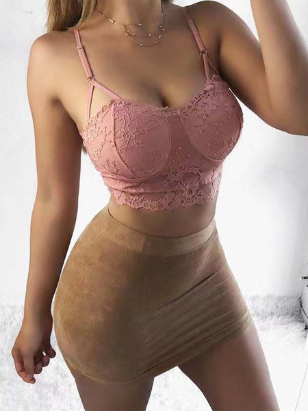

Sexy Gathered Lace Underwear Plus Size, Pink, Bra&Bra Sets