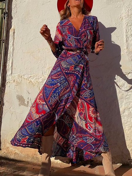 

Casual Tribal Loosen Dresses, Multicolor, Maxi Dresses