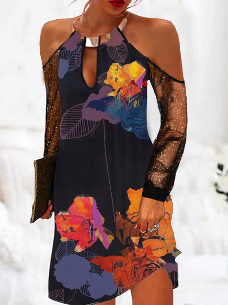 

Cotton Blends Casual Halter Dresses, Multicolor, Mini Dresses