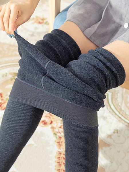 

Casual Plain Keep Warm Pants, Deep gray, Leggings