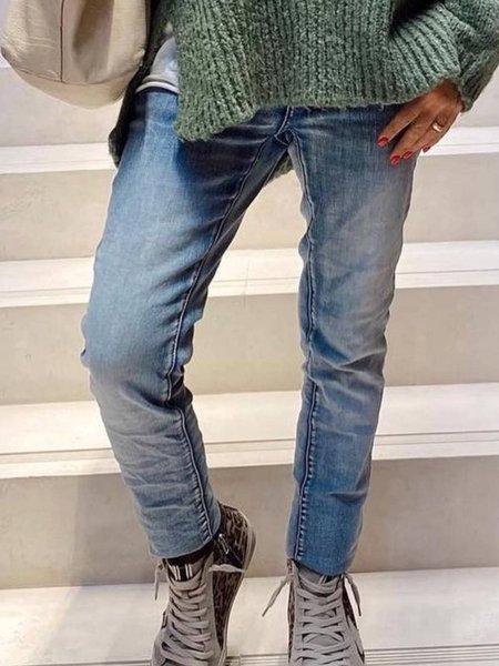 

Plain Denim Pants, Blue, Jeans