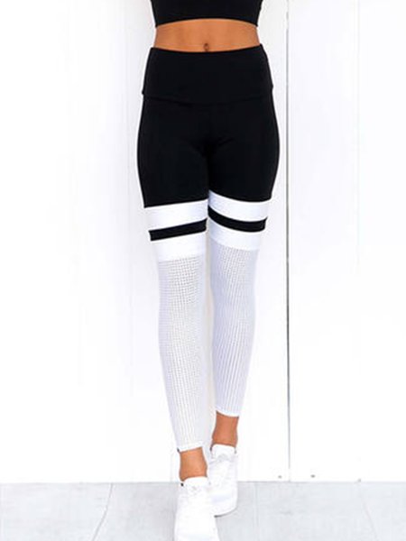 

Vintage Skinny Casual Color Block Pants, Multicolor, Leggings