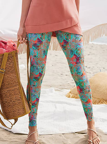 

Plus size Geometric Printed Leggings Leggings, Multicolor, Leggings