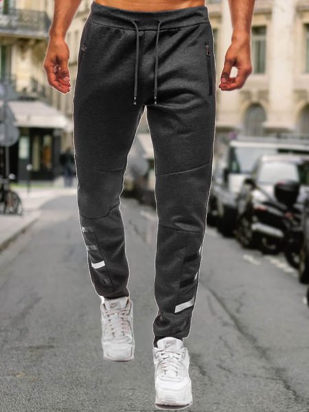 

Men's Stretch Waist Stitching Zipper Decoration Sweatpants, Deep gray, Pants