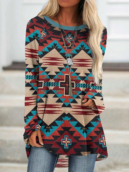 

Cotton Blends Shirts & Tops, Red, Long sleeve tops