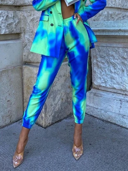

Simple Daily Regular fit Ombre Pants, Cyan, Skinny Leg Pants