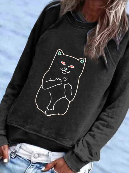 

Fun cat print ladies spring design top, Multicolor, Hoodies & Sweatshirts