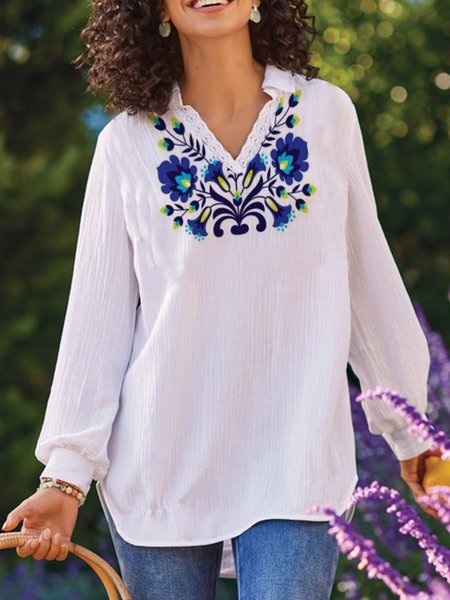 

Regular Fit Floral Casual Shirts & Tops, White, Tops