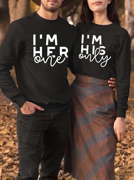 

I'm His Only/Her One Funny Print Couple T-Shirts, Black, Couple T-shirts