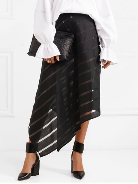 

Elegant Irregular Craftsmanship Striped Skirt, Black, Midi Skirts