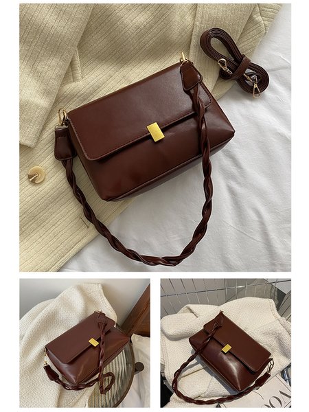 

Simple Commuter Woven Shoulder Strap Messenger Bag, Deep brown, Women's Bags