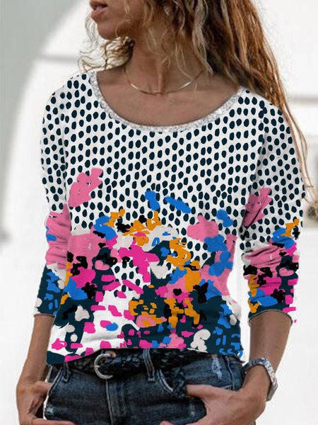 

Regular Fit Floral Round Neck Shirts & Tops, White, Tops
